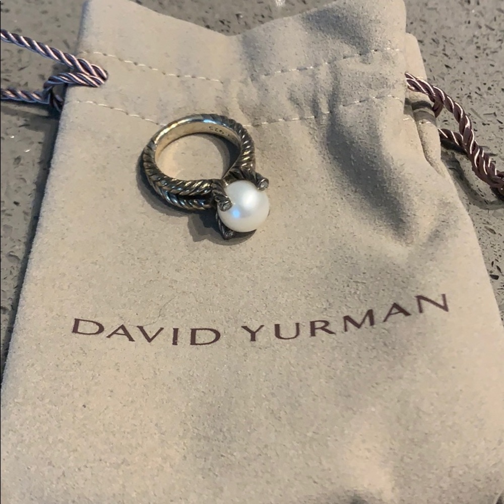 David Yurman Cable Pearl Ring with Diamonds
